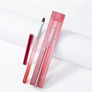 Ensemble de 7 pinceaux pour nail art OEM ODM, manche acrylique dégradé rouge vin, pour la peinture au gel, manucure en salon - Product Image 4