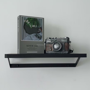 Gỗ sồi nổi Kệ thép + gỗ sồi rắn treo tường thiết kế rỗng lưu trữ hạt gỗ tự nhiên chống va chạm phòng tắm phòng ngủ - Product Image 4