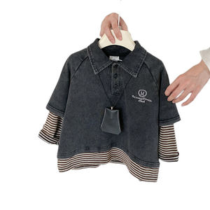 Camiseta Polo a Rayas Estilo Coreano Otoño 2026 para Niños, Camiseta Vintage con Cuello para Niños - Product Image 2