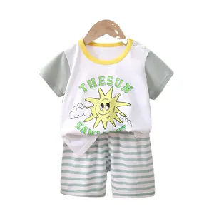 Hot Sale Sommer Stil Kinder Kleidung Sets Baby Boy Kleidung Kurzarm Cartoon gedruckt Freizeit kleidung Kinder tragen Baumwolle