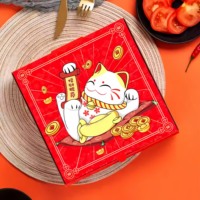 Boîtes d'emballage de pizza imprimées aseptiques avec doublure intérieure en aluminium, boîtes d'expédition en carton ondulé avec fermeture magnétique et poignée pour