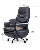 Chaise de bureau exécutive en cuir PU au design moderne, chaise de jeu avec massage, soutien complet du corps, hauteur réglable, cadre en aluminium