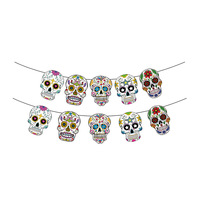 Bannière suspendue d'Halloween personnalisable en gros, directement de l'usine, guirlandes triangulaires, décoration de fête festive en papier