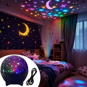 Rotating <b>Star</b> Moon Sky Projector Night <b>Light</b>, AAA Battery‑Operated Mini <b>LED</b> Projection Lamp For Kids Children Bedroom Home Decor - Product Image 2