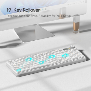 FURYCUBE IP98 98Keys Detachable Wired Wireless Membrane Mechanical Feel <strong>Keyboard</strong> RGB Light White Contour with Screen <strong>Knob</strong> - Product Image 6