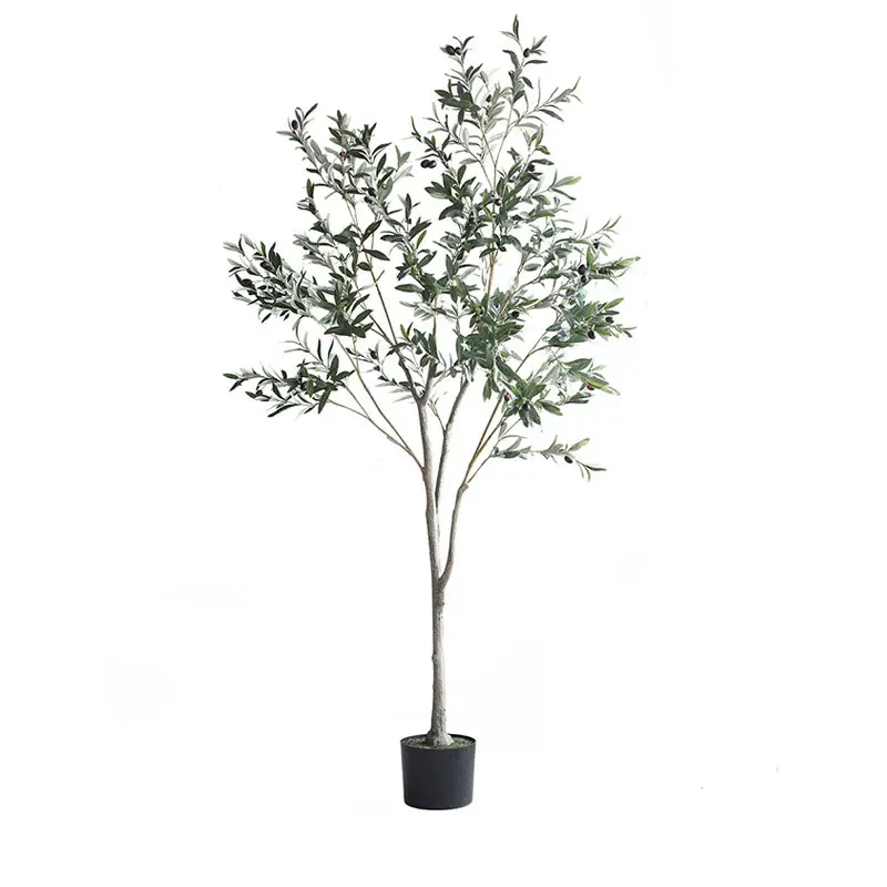180cm Artificial Olive Tree Potted Olive Silk Tree with Planter Large Faux Olive Branches Modern Home Office Living Room Floor D
