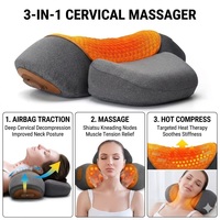 Masseur 3-en-1 pour le cou et les épaules, traction par airbag + compresse chauffante, coussin de massage électrique à pétrissage pour soulager la douleur