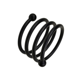 Mat noir spirale serviette anneaux avec deux métal boule - Product Image 3
