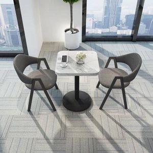 Hiện đại Nordic CAF ăn uống đặt <span class=keywords><strong>1</strong></span> bàn vuông <span class=keywords><strong>2</strong></span> ghế kim loại khung bền đá cẩm thạch nhân tạo hàng đầu Kinh Tế đồ nội thất nhà - Product Image 1