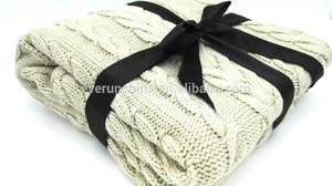 50cf96 100% algodón 100% acrílico 100% lana Mohair hecho a mano Chunky Cable tejido piel sintética <span class=keywords><strong>Sherpa</strong></span> manta trasera - Product Image 2