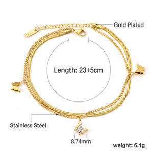 Chaîne de cheville pour femme en acier inoxydable plaqué or 18 carats, motif étoile et lune, bijou de pied superposé, cadeau - Product Image 3