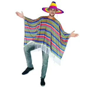 Fantasias de festa de halloween, adulto bonito poncho arco-íris para homem