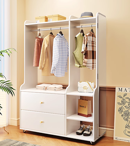 <span class=keywords><strong>Cintre</strong></span> suspendu <span class=keywords><strong>dressing</strong></span> miroir palier intégré chambre support de rangement multifonctionnel mobile corps entier miroir porte-chapeau - Product Image 4