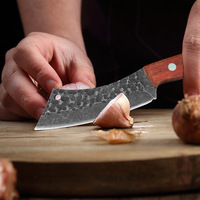 Juego de Cuchillos de Cocina Multiusos para Exteriores con Mango de Madera y Acero al Carbono Forjado
