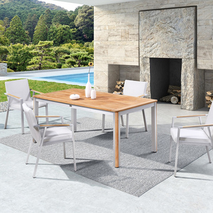 Comercial de lujo patio de aluminio de los muebles de mesa de <span class=keywords><strong>comedor</strong></span> al aire libre y sillas con madera de <span class=keywords><strong>teca</strong></span> - Product Image 2