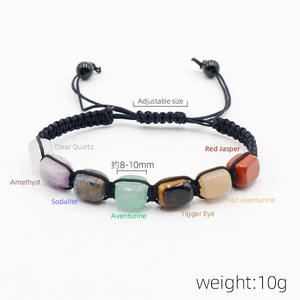Pulsera de cristal de siete vetas tejida con piedras curativas naturales de colores al por mayor, pulsera de chakras para meditación - Product Image 4