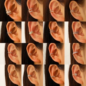 Boucles d'oreilles en forme de X en cristal, à clipser, sans perçage, en zircone cubique, pour femmes - Product Image 3