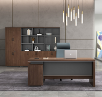 Prêt à envoyer Mobilier de bureau Table de patron en forme de L en panneau de bois pour villas Bureau d'angle de direction de luxe moderne