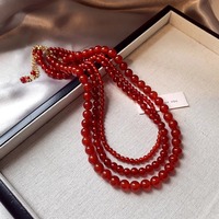 Collier ras du cou en pierre naturelle, perles d'agate rouge faites à la main, fermoir en acier inoxydable, design simple et élégant, bijoux de mode pour femmes