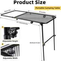Table de camping pliante réglable en fer pour montage sur pneu de voiture/SUV, portable pour barbecue, pique-nique, mobilier d'extérieur
