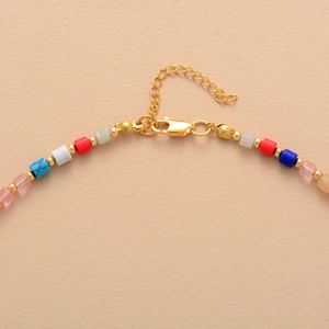 Collar de Moda con Cuentas de Acero Inoxidable y Colgante de Piedra Natural en Forma de Cilindro Pequeño Zoryn para Mujer - Product Image 3