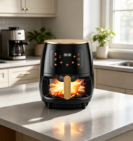 Friteuse à air électrique 3,5 L 1400 W pour une cuisson saine individuelle et en couple, avec fenêtre de visualisation éclairée, commande tactile et 8 préréglages