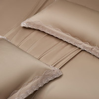 Parure de lit de luxe Alenhome 4 pièces 100 % coton teint uni, housse de couette toutes saisons, drap plat et taies d'oreiller 300TC