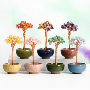Árbol de Cristal Natural de Color Amatista, Decoración de Árbol DE LA Suerte, Rodajas de Ágata, Adornos Minerales de Piedra, Regalo de Navidad Hecho a Mano - Product Image 1