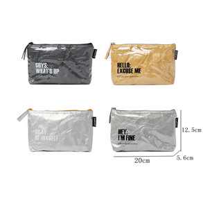 Sac cosmétique étanche personnalisé pochette de toilette en papier kraft sac de voyage à fermeture éclair durable en Tyvek - Product Image 4