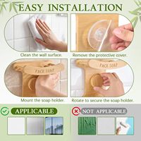 Porte-savon mural en bambou à 3 niveaux avec ventouse adhésive, design auto-drainant pour salle de bain, baignoire, douche et cuisine