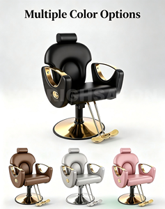 Sillas de Estilismo de Salón Vintage en Negro y Dorado con Bomba Grande Silla de Belleza para Mujer Sillón de Barbero Totalmente Reclinable - Product Image 4