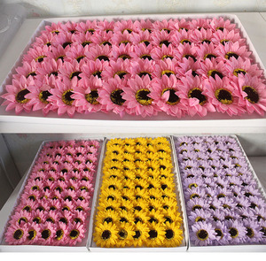 DREA Fabbrica di Yiwu, Vendita all'Ingrosso di Fiori di Sapone <span class=keywords><strong>a</strong></span> Forma di Girasole di Alta Qualità, 8,5 cm, per Bouquet Fai-da-Te - Product Image 1