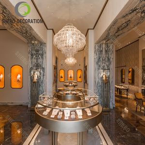 Vitrine de bijouterie de luxe, designs personnalisés, acier inoxydable durable, vitrine de bijouterie en verre pour la décoration de magasin de bijoux - Product Image 2