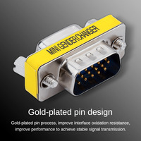 Adaptateur VGA femelle-femelle, 3 rangées de broches DB15, métal nickelé pour moniteur