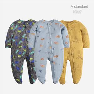 Romper Bayi Lengan Panjang Katun Murni dengan Ritsleting dan Pola Terbaru, Pakaian Merangkak Anak - Product Image 1