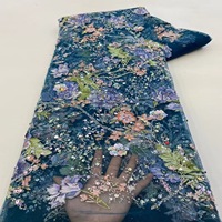 Tissu populaire à imprimé végétal avec perles et broderie de paillettes pour robes, tenues de soirée, vêtements pour enfants, chaussures, sacs, chapeaux et gilets