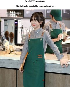 Tablier en toile imperméable personnalisé avec logo imprimé pour femmes, idéal pour les salons de manucure, les salons de thé, les fêtes et le travail - Fabriqué en coton pour l'export. - Product Image 2