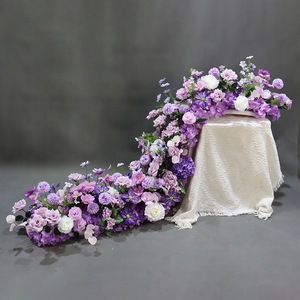 Chemin de table en fleurs artificielles en soie pour mariage, décoration d'allée, fournitures de décoration de mariage - Product Image 1