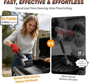 Cepillo Eléctrico para Parrilla de Exterior, Cepillo Giratorio de 3 Velocidades para Barbacoa, Cepillo de Limpieza de Parrilla de Acero Inoxidable 304 - Product Image 6