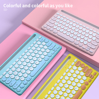 Keyboard Mini nirkabel BT, papan ketik dapat diisi ulang komputer, Laptop, PC, Gamer