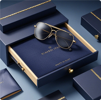 Boîte à lunettes personnalisée, écologique, avec estampage à chaud en feuille d'or, revêtement mat UV, pliable, pour lunettes de vue et de soleil, échantillon gratuit