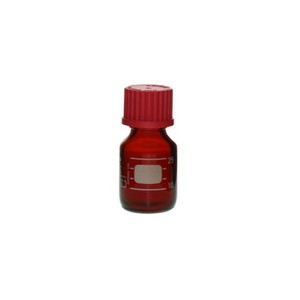 Bouteille à visser résistante à la chaleur Sibata Scientific, 25 ml, marron avec bouchon rouge, usage en laboratoire - Product Image 1