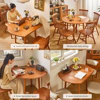 Table à manger extensible en bois massif, carrée à ronde, pliable, gain de place, mobilier en bois pour la maison et la cuisine, OEM personnalisé