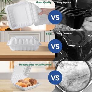 Contenedor de Plástico Desechable para Comida para Llevar, con Tapa Abatible, Resistente a Fugas, Calentable, con 3 Compartimentos, Personalizable con Logotipo para Restaurantes - Product Image 3