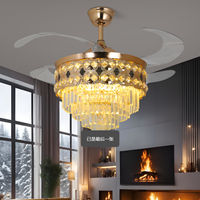 Ventilateur de plafond en cristal avec lumière, ventilateur silencieux à télécommande pour salon, lumière moderne pour chambre à coucher