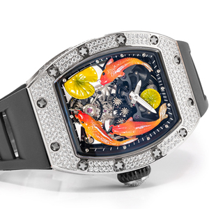 Reloj de Lujo para Hombre, Tourbillon Automático, Mecánico, con Caja con Incrustaciones de Diamantes y Correa de Caucho para Mujer, Reloj con Diamantes - Product Image 6