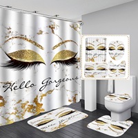 Ensemble de rideaux de douche à motif cils, 4 pièces, imperméable, séchage rapide, ensemble d'accessoires de salle de bain personnalisés