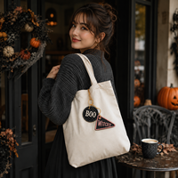 Sacs fourre-tout brodés personnalisés pour Halloween, breloques, porte-clés en tissu effrayant, étiquettes nominatives personnalisées, vente en gros, MOQ 50 pièces, direct usine