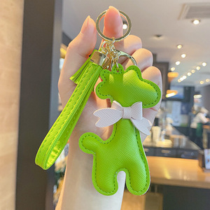 Dễ thương động vật con hươu cao cổ PU da Keychain cho phụ nữ Bowknot tua đính kim loại móc khóa xe Túi pendent - Product Image 5