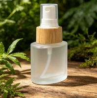 Récipient cosmétique de maquillage en verre dépoli écologique Bouteille rechargeable vide naturelle de luxe avec pompe en bambou